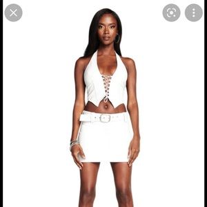 NWT White Faux Leather Skirt set